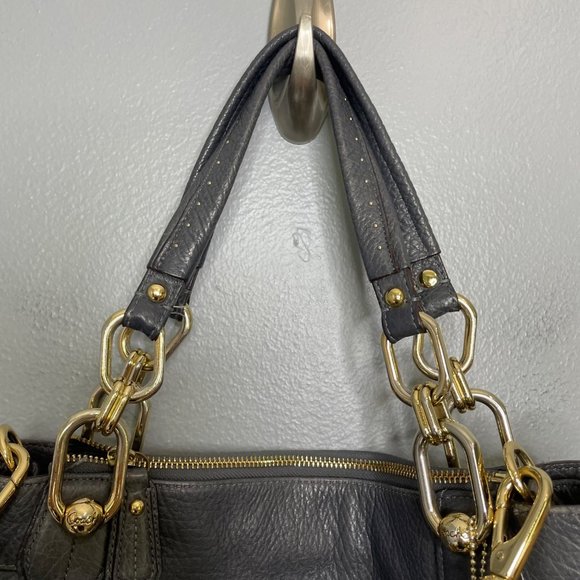COACH kristin gray leather pebbled handbag purse - Picture 5 of 10